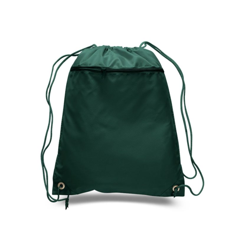 Custom 210D Polyester Drawstring Backpack w/ Front Pocket USA Decorated (15" x 18.75") - 5