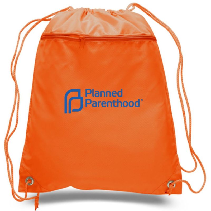 Custom 210D Polyester Drawstring Backpack w/ Front Pocket USA Decorated (15" x 18.75") - 8