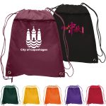 Custom 210D Polyester Drawstring Backpack w/ Front Pocket USA Decorated (15" x 18.75") - 9