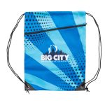 Custom 6 Oz Sublimated Poly Canvas Drawstring Backpack w/ Zip Pocket (14" x 18") - 1