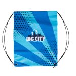 Custom 6 Oz Sublimated Poly Canvas Drawstring Backpack w/ Zip Pocket (14" x 18") - 2