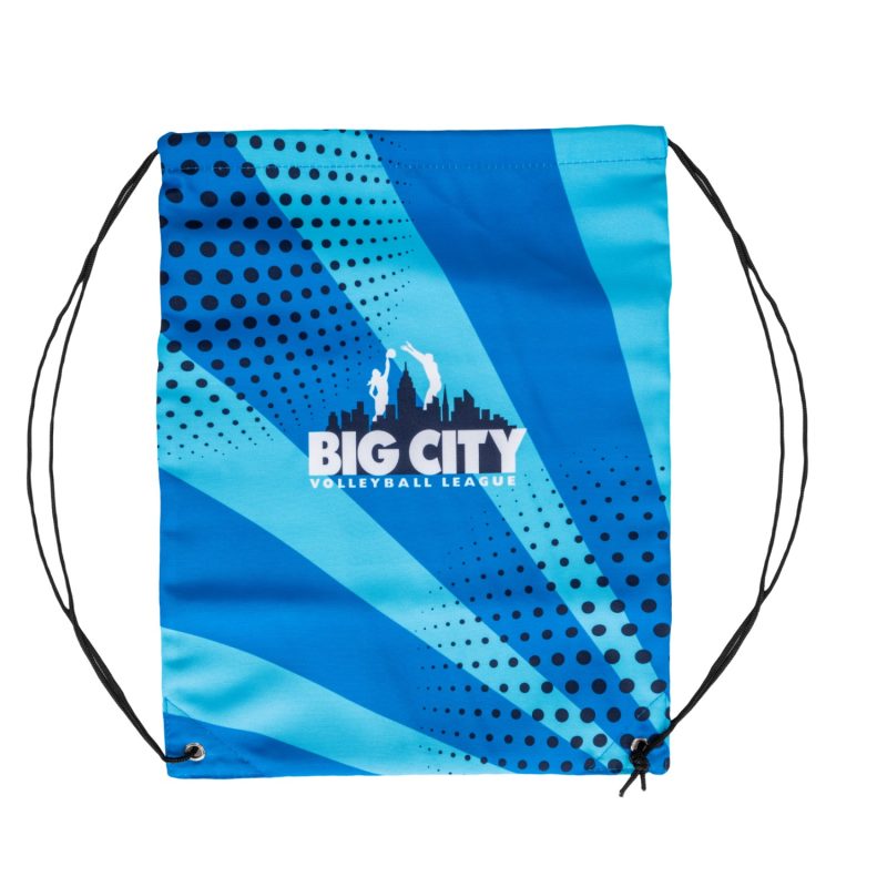 Custom 6 Oz Sublimated Poly Canvas Drawstring Backpack w/ Zip Pocket (14" x 18") - 2