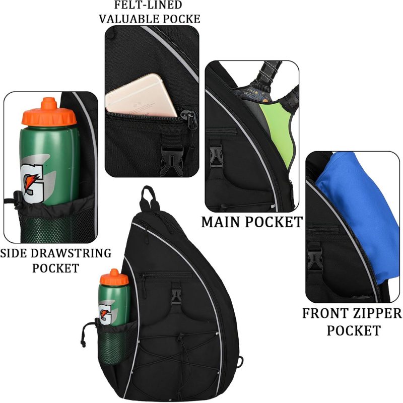 Custom All-in-One Adjustable Pickleball Sling Backpack - 4
