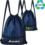 Custom Bottom Zipper 15"X18" rPET Recycled 210D Polyester Football Shape Fabric Large Drawstring Backpack