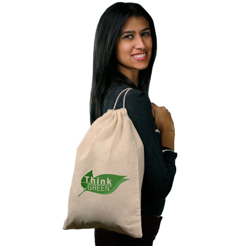 Custom Cinch Up Bags Cotton Drawstring Backpacks - 1