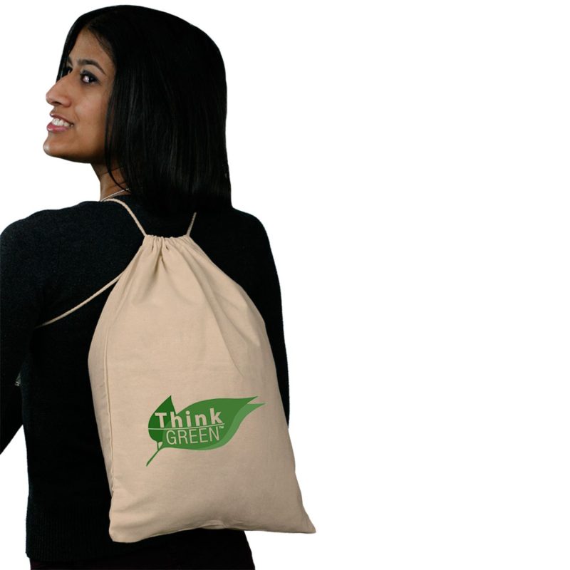Custom Cinch Up Bags Cotton Drawstring Backpacks - 2