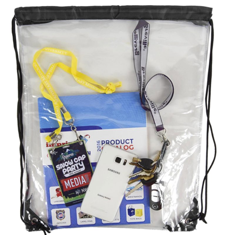 Custom Clear Backpack - See Through Drawstring Backpack Clear Bag (15" x 18") - 1