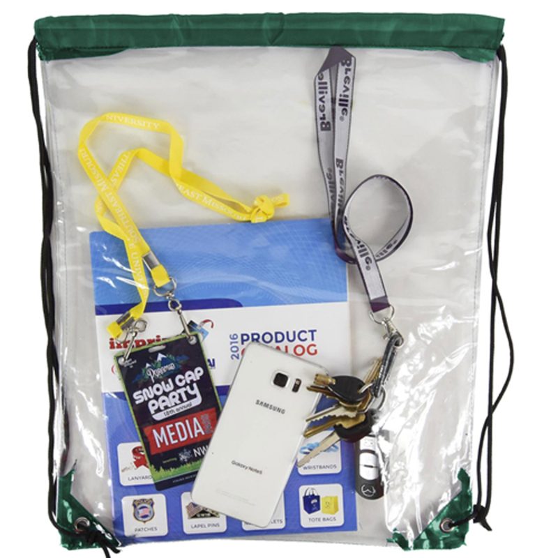 Custom Clear Backpack - See Through Drawstring Backpack Clear Bag (15" x 18") - 2
