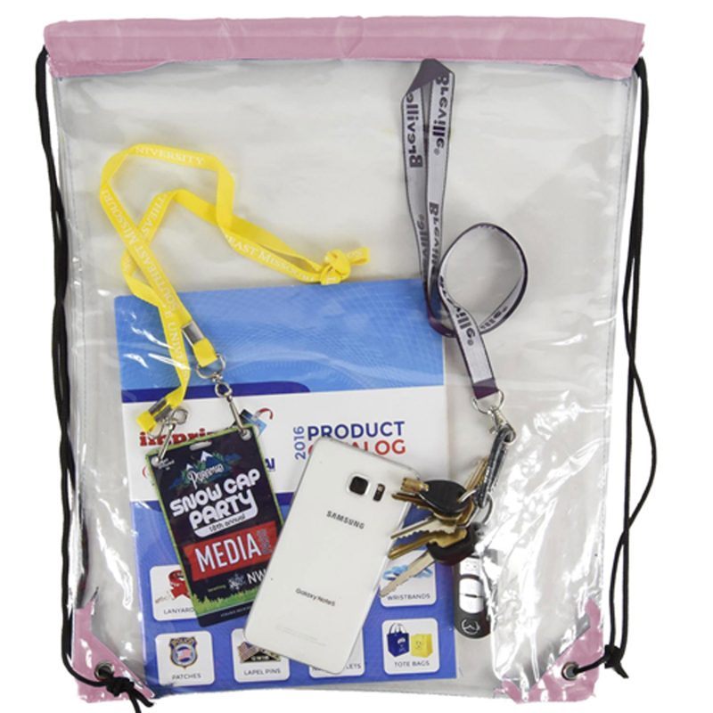 Custom Clear Backpack - See Through Drawstring Backpack Clear Bag (15" x 18") - 4