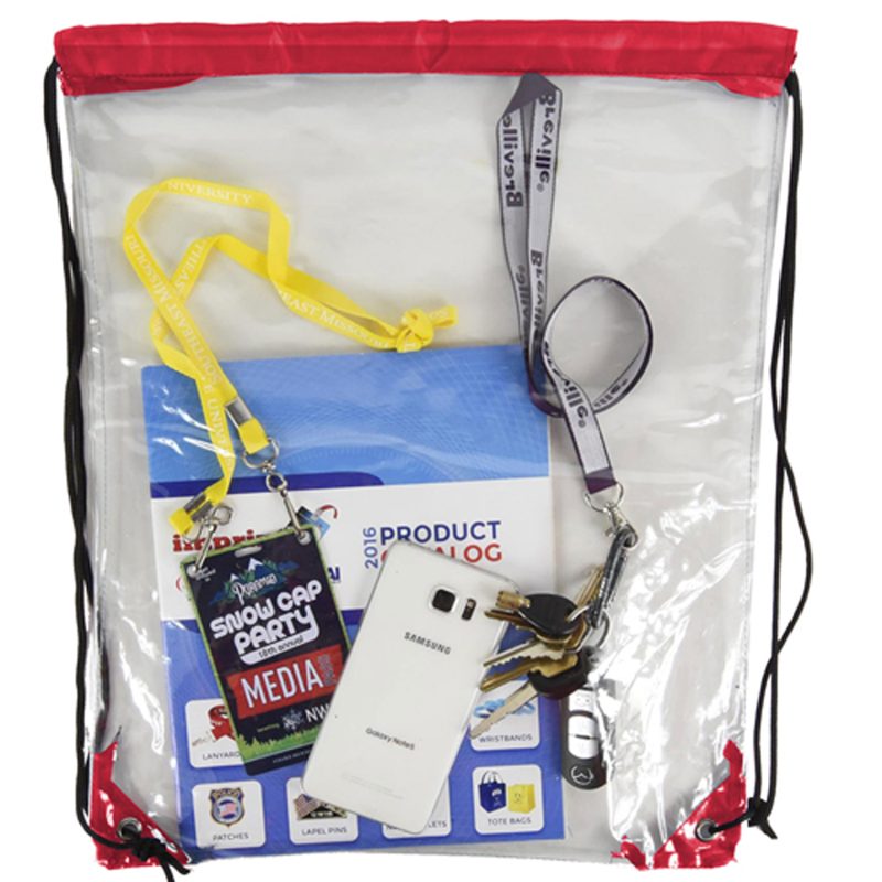 Custom Clear Backpack - See Through Drawstring Backpack Clear Bag (15" x 18") - 5