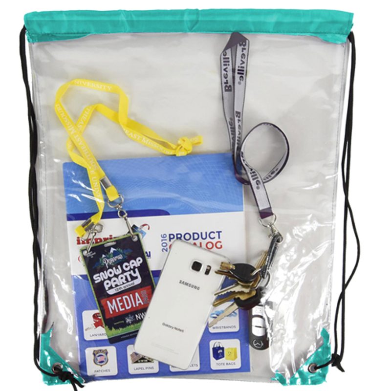 Custom Clear Backpack - See Through Drawstring Backpack Clear Bag (15" x 18") - 7