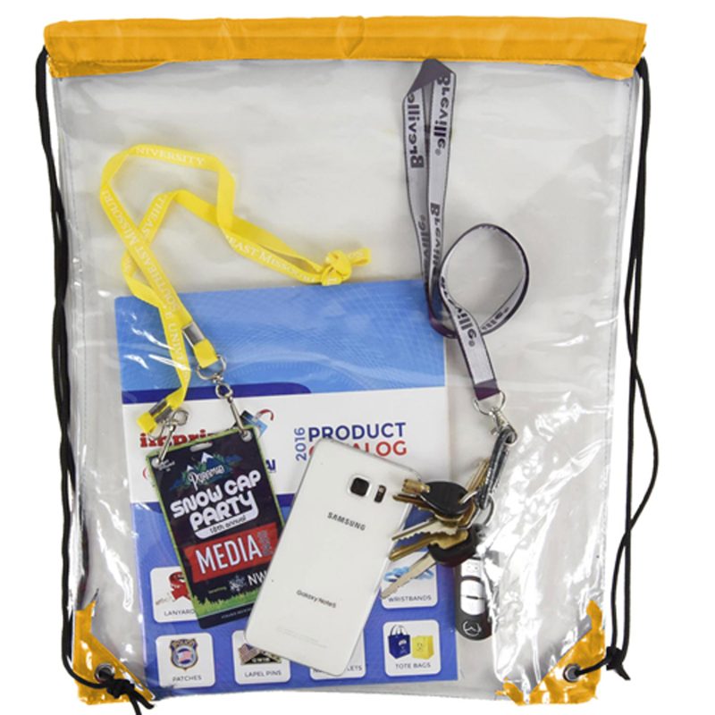 Custom Clear Backpack - See Through Drawstring Backpack Clear Bag (15" x 18") - 8