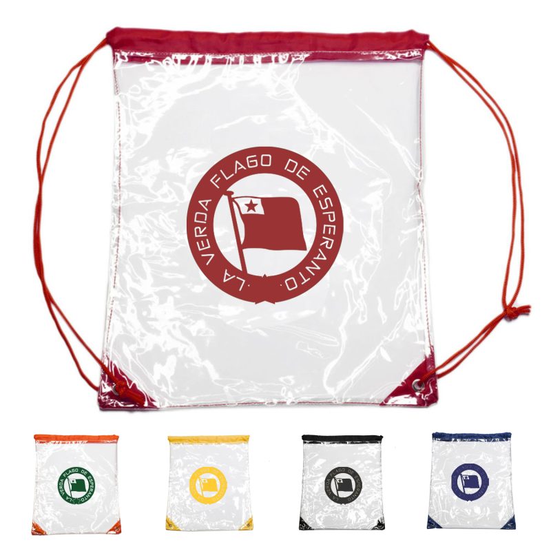 Custom Clear Cinch Up Bag Drawstring Plastic Backpacks