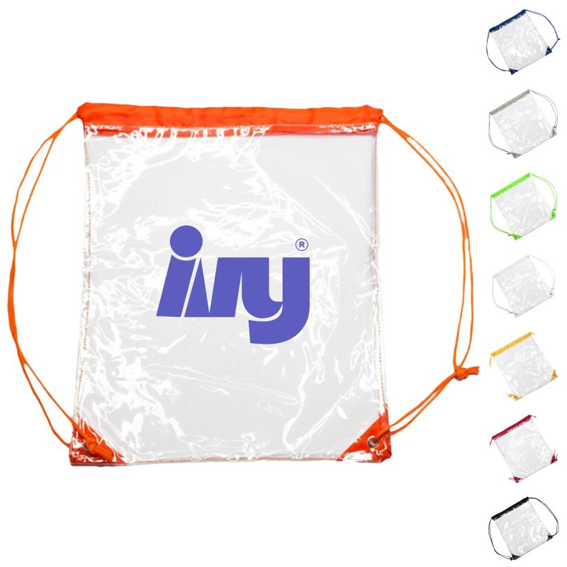 Custom Clear PVC Drawstring Backpack w/Matching Drawstring (14" x 17")