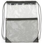 Custom Clear PVC Drawstring Cinch Sack Backpack With Front Zipper Mesh Pocket - 2