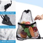 Custom Clear PVC Drawstring Cinch Sack Backpack With Front Zipper Mesh Pocket - 8