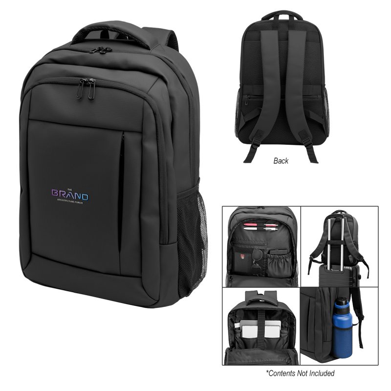 Custom Deluxe Executive Grid Rpet Laptop Backpack - 2