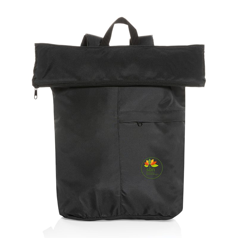 Custom Dillon AWARE rPET Lightweight Foldable Backpack - Black