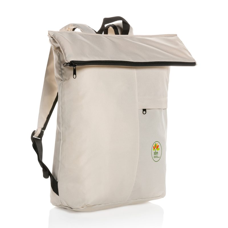 Custom Dillon AWARE rPET Lightweight Foldable Backpack - Off White - 2