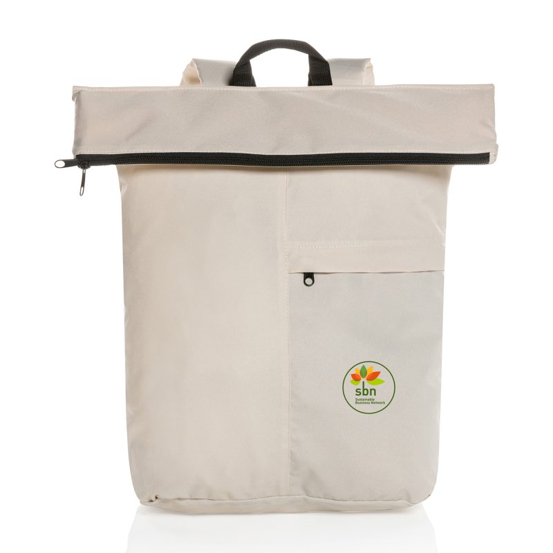 Custom Dillon AWARE rPET Lightweight Foldable Backpack - Off White