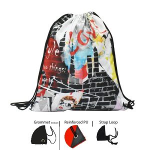 Custom Drawstring Backpack With Full Color Sublimation Cinch Sports Bag