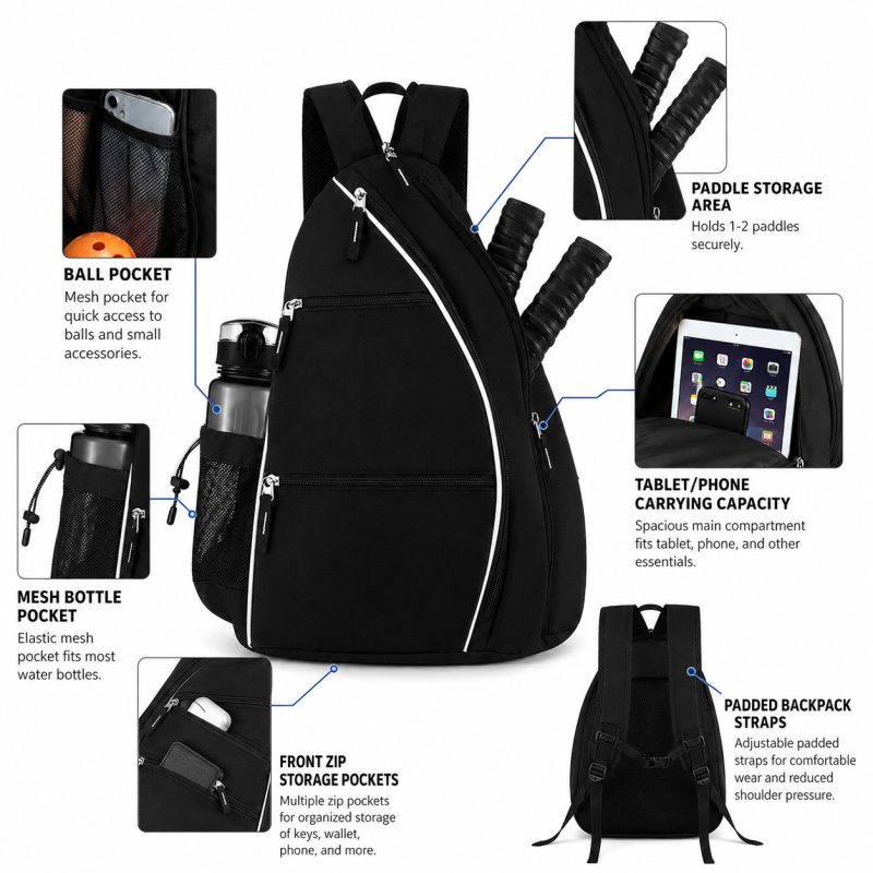 Custom Ergonomic Pocket Pickleball Gear Backpack For Travel And Sports - 3