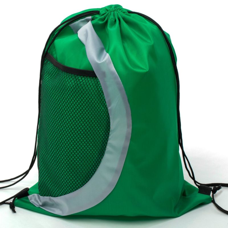 Custom Heavy Duty Drawstring Cinch Up Side Mesh Pocket Backpack (15" x 18") - 5