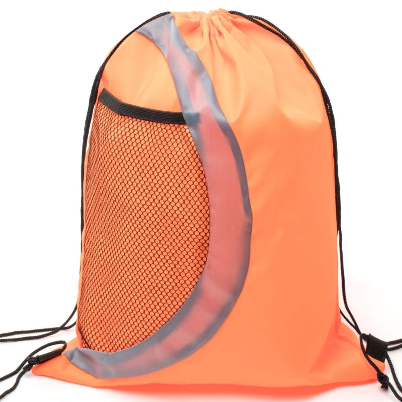 Custom Heavy Duty Drawstring Cinch Up Side Mesh Pocket Backpack (15" x 18") - 7