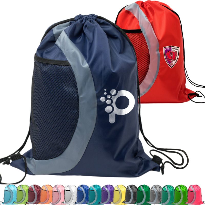 Custom Heavy Duty Drawstring Cinch Up Side Mesh Pocket Backpack (15" x 18")