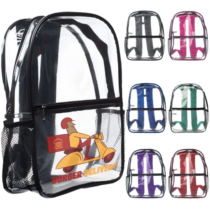 Custom Heavy Duty Multi-Function PVC Transparent Backpack (11"W X 15.50") - 7
