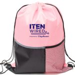 Custom Heavy Duty Tri Color w/ Slip & Side Mesh Pocket Drawstring Backpack (13" x 17") - 1