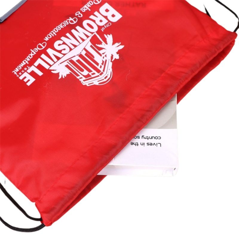 Custom Heavy Duty Tri Color w/ Slip & Side Mesh Pocket Drawstring Backpack (13" x 17") - 4