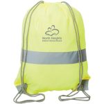 Custom Hi Vis Sports Cinch Bag Reflective Tape Safety Drawstring Backpack - 2