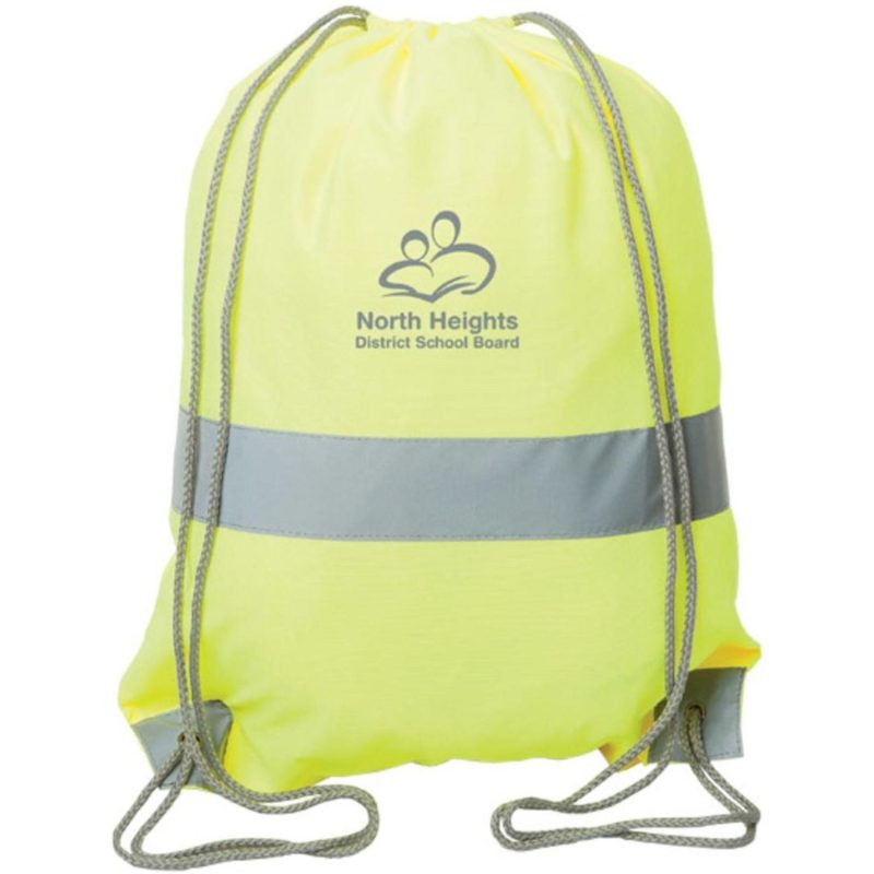Custom Hi Vis Sports Cinch Bag Reflective Tape Safety Drawstring Backpack - 2