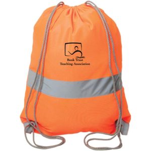 Custom Hi Vis Sports Cinch Bag Reflective Tape Safety Drawstring Backpack