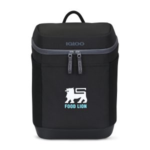 Custom Igloo Day Chiller Recycled Poly Backpack 12 Can Soft Cooler - Black