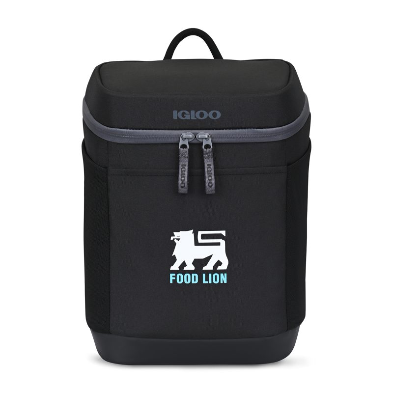 Custom Igloo Day Chiller Recycled Poly Backpack 12 Can Soft Cooler - Black