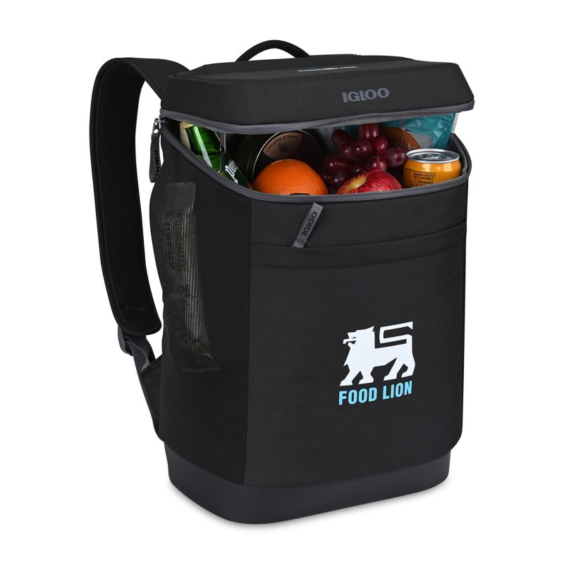 Custom Igloo Day Chiller Recycled Poly Backpack 24 Can Soft Cooler - Black - 3