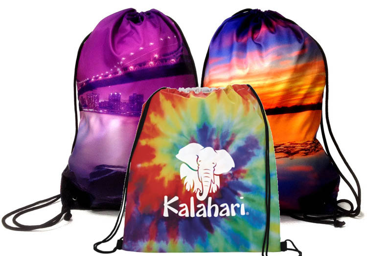 Custom Large 16"x 20" Cotton Drawstring Backpack w/Full Color Print