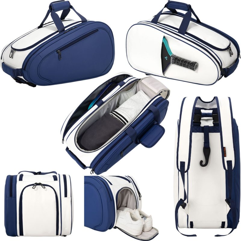 Custom Large Capacity Pu Leather Stand Upright Pickleball Backpack With Shoe Compartment And Wet Pocket - 3