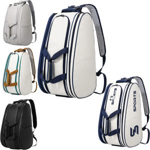 Custom Large Capacity Pu Leather Stand Upright Pickleball Backpack With Shoe Compartment And Wet Pocket