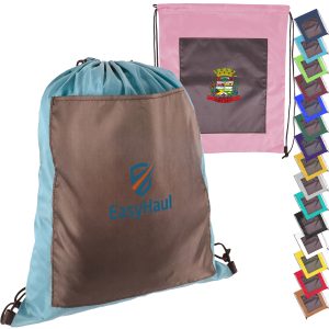 Custom Large Front Pocket Dual Color Drawstring Backpack (15" x 18")
