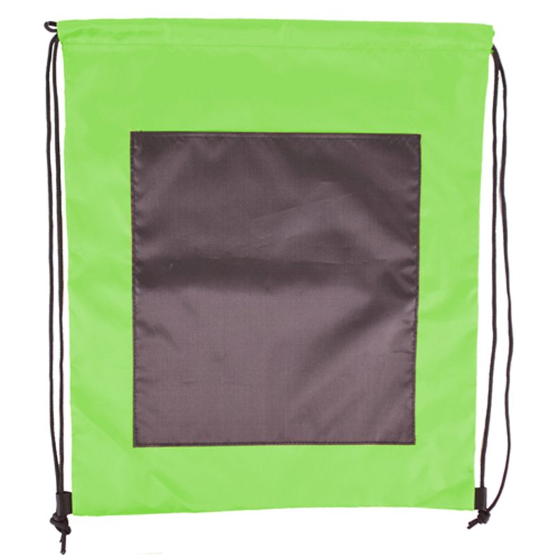 Custom Large Front Pocket Dual Color Drawstring Backpack (15" x 18") - 4