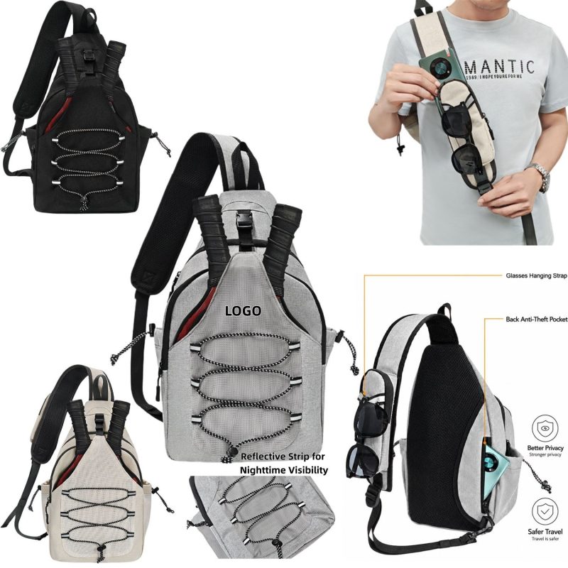 Custom Lightweight Breathable Oxford Pickleball Sling Backpack