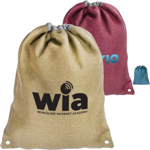 Custom Linen Cromwell Drawstring Backpacks