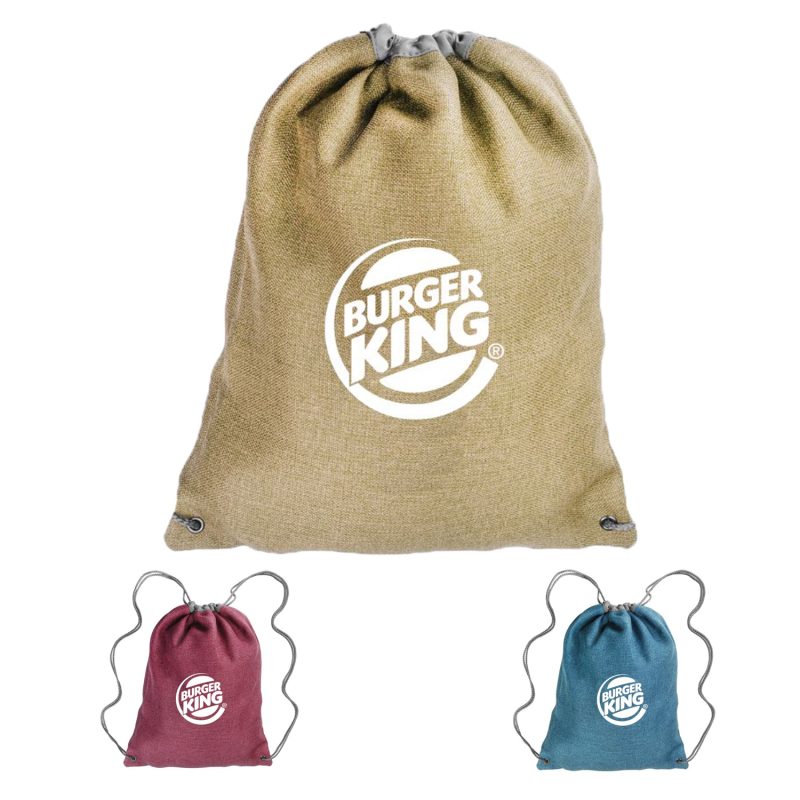 Custom Linen Cromwell Drawstring Backpacks - 4