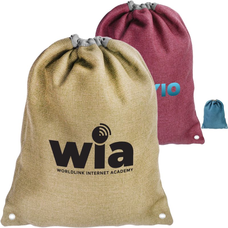 Custom Linen Cromwell Drawstring Backpacks