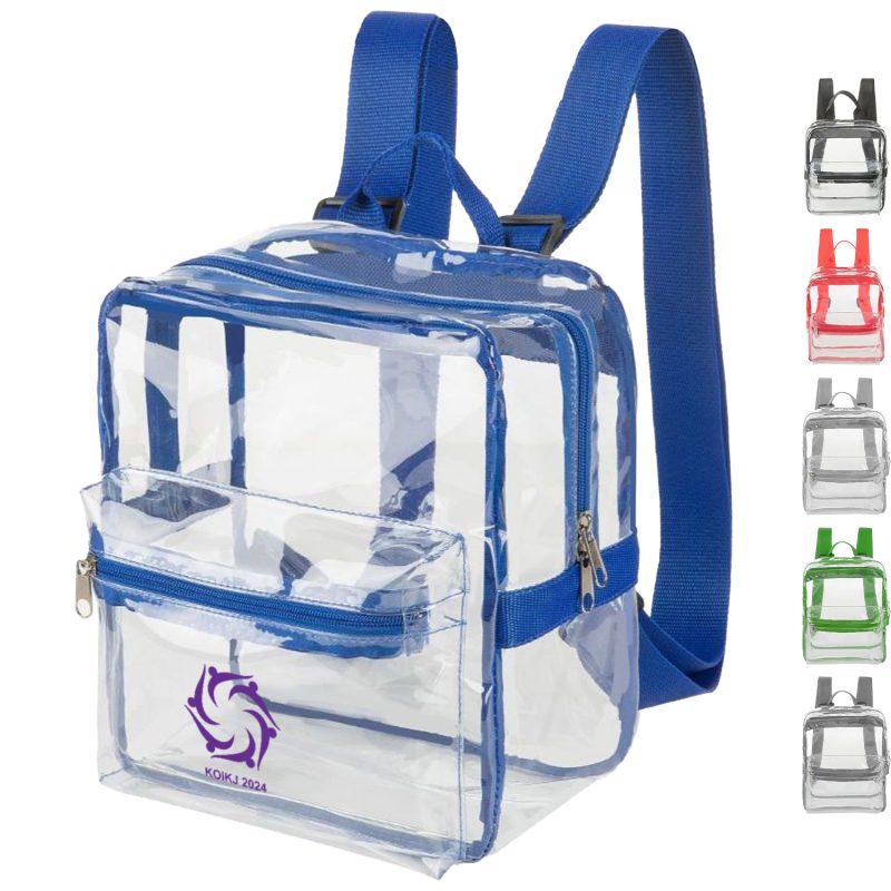 Custom Mini Clear PVC Transparent Backpack with Front Accessory Pocket (11"x5")