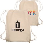 Custom Natural Bags Lightweight Cotton Drawstring Backpacks