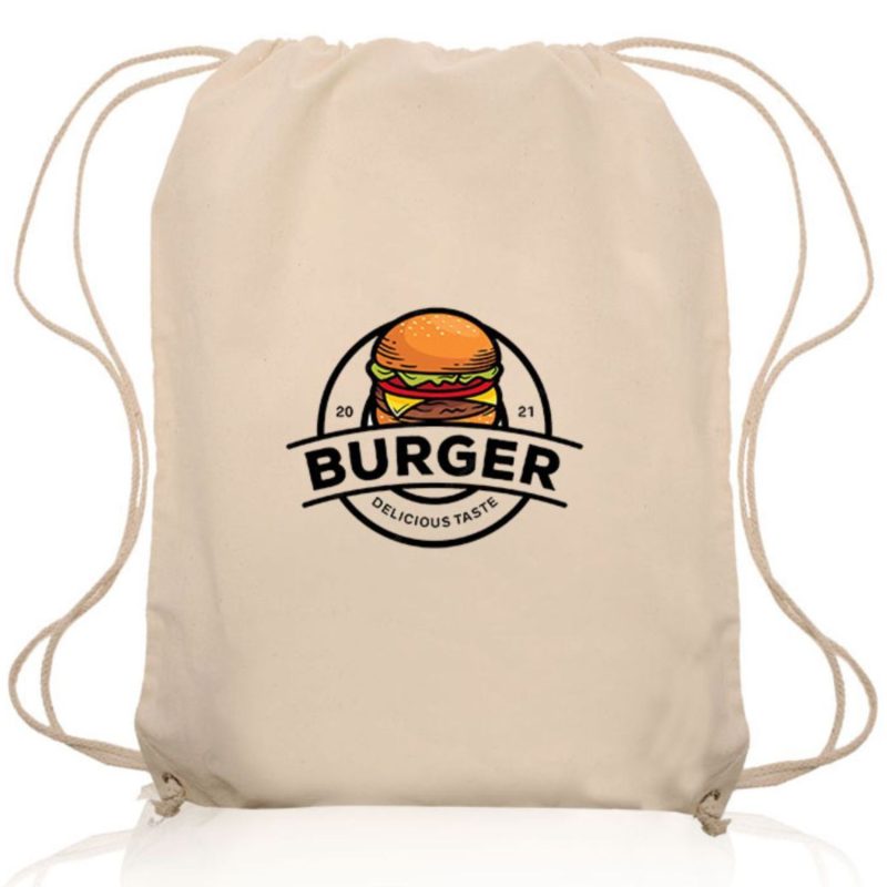 Custom Natural Bags Lightweight Cotton Drawstring Backpacks - 2